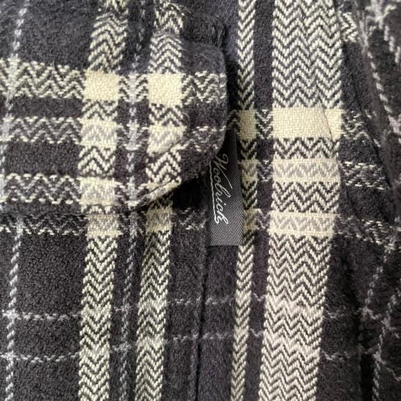 Vintage Woolrich Shirt Mens Large Black Plaid Flannel Elbow Patches Heavyweight - Picture 8 of 12